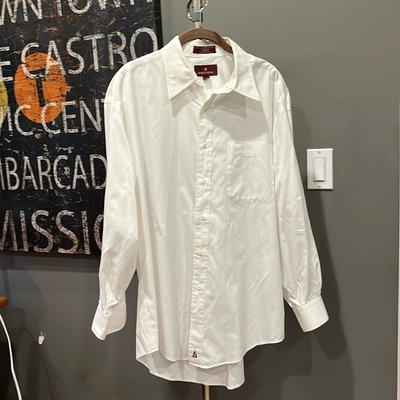 🐠Nordstrom dress shirt button down long staple cotton 2x2 pinpoint white 16/32 - Picture 2 of 8